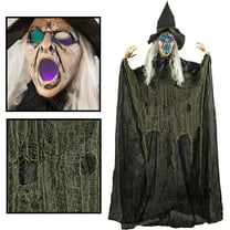 Prextex Creepy Looking 6 Feet Witch Halloween Decorations with Glowing Eyes