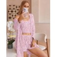 thumbnail image 2 of Ekouaer Pajamas for Women Set 3 Piece Lounge Set Soft Pajama Sets Waffle Knit Tank Top and Shorts Cardigan with Pockets, 2 of 5