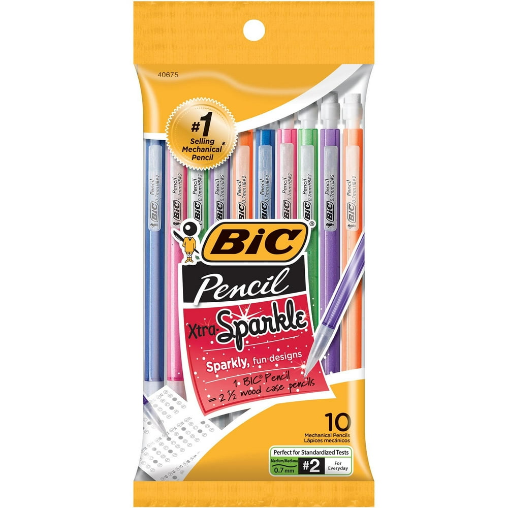 BIC Pencil Xtra Sparkle Mechanical Pencil, Colorful Barrel, Medium