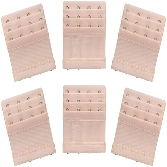 TELOLY 6-Pack Adjustable Bra Extenders 4 Hook 3 Row Bra Band