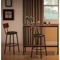 thumbnail image 4 of 3 Pcs Bar Dining Table Set, Minimalist Style Bar Table With 2 Bar Stools PU Soft seat with Backrest Footrest for Dining Room, Kitchen, Rustic Brown,43.31"L x 15.75"W x 35.43"H, 4 of 6