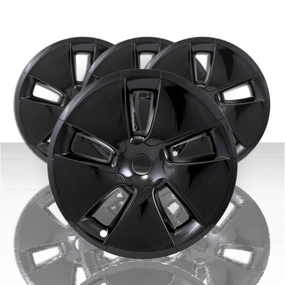 Set of 4 Snap-On Gloss Black 18" Wheel Covers w/Center Cap for 2017-2023 Tesla 3