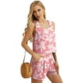 thumbnail image 4 of JWD Women's 2 Piece Square Neck Sleeveless Shorts Casual Set Women's Summer Top FP-Pink Ice Flower XL, 4 of 9