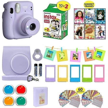 Fujifilm Instax Mini 11 Camera Bundle with 20 Film Sheets, Case, Shutter Accessories, Filters, Album, Frames - Lilac Purple Lilac Purple,