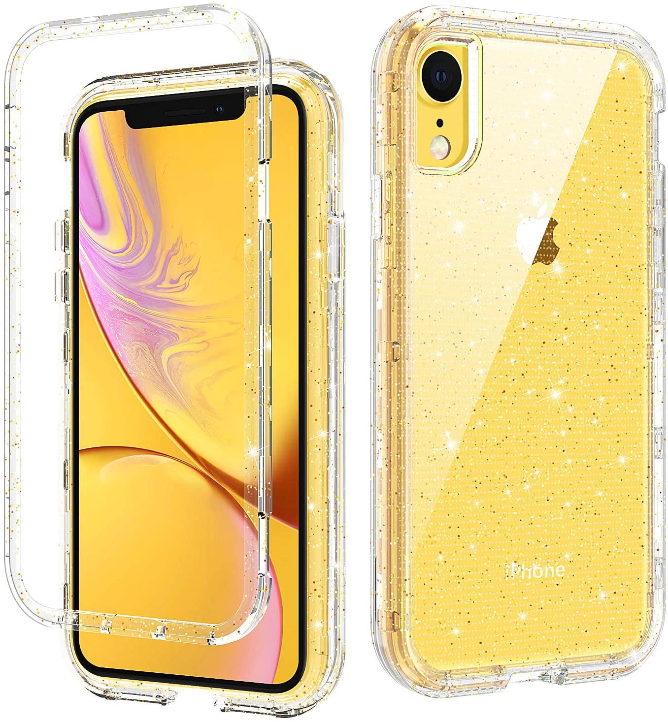 iPhone XR Case, DOMAVER iPhone XR Cases Glitter Clear Three Layer Heavy