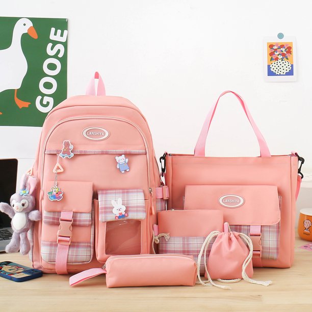 Mochila De Estudiante Mochila linda para mujer Moda 5pcs / set Laptop Mochila para adolescentes (rosa) Tmvgtek Para Estrenar