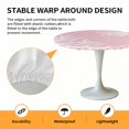 thumbnail image 2 of Elastic Fitted Round Tablecloth, Coral Pink Waterproof Stretch Table Cover for 45"-54" Tables, Coastal White Ocean Marine Nautical Beach Washable Outdoor Tablecloths for Patio, Picnic, Camping, 2 of 9