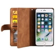 thumbnail image 4 of Dteck Wallet Case For iPhone 7 Plus / 8 Plus, Matte PU Leather Case Built-in 9 Card Slots Zipper Purse Flip Cover With Hand Strap, Brown, 4 of 9
