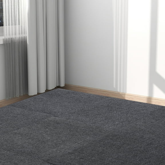 Commercial Carpet Tiles 24x24in, 4.5mm Thick IXPE Sound-Dampening Pad, Peel-and-Stick 15-Pcs Bundle for Clinics & Educational Spaces