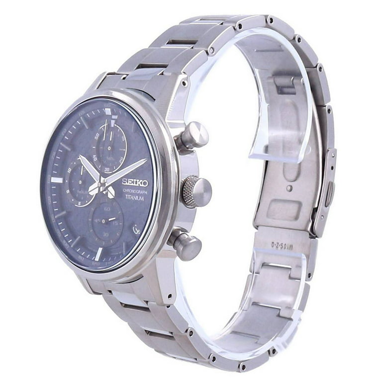 Seiko Chronograph Quartz Blue Dial Grey Titanium Men's Watch SSB387