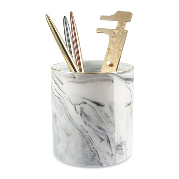 Grey Marble Pen Holder Pencil Cup for Desk Organizer Makeup Brushes