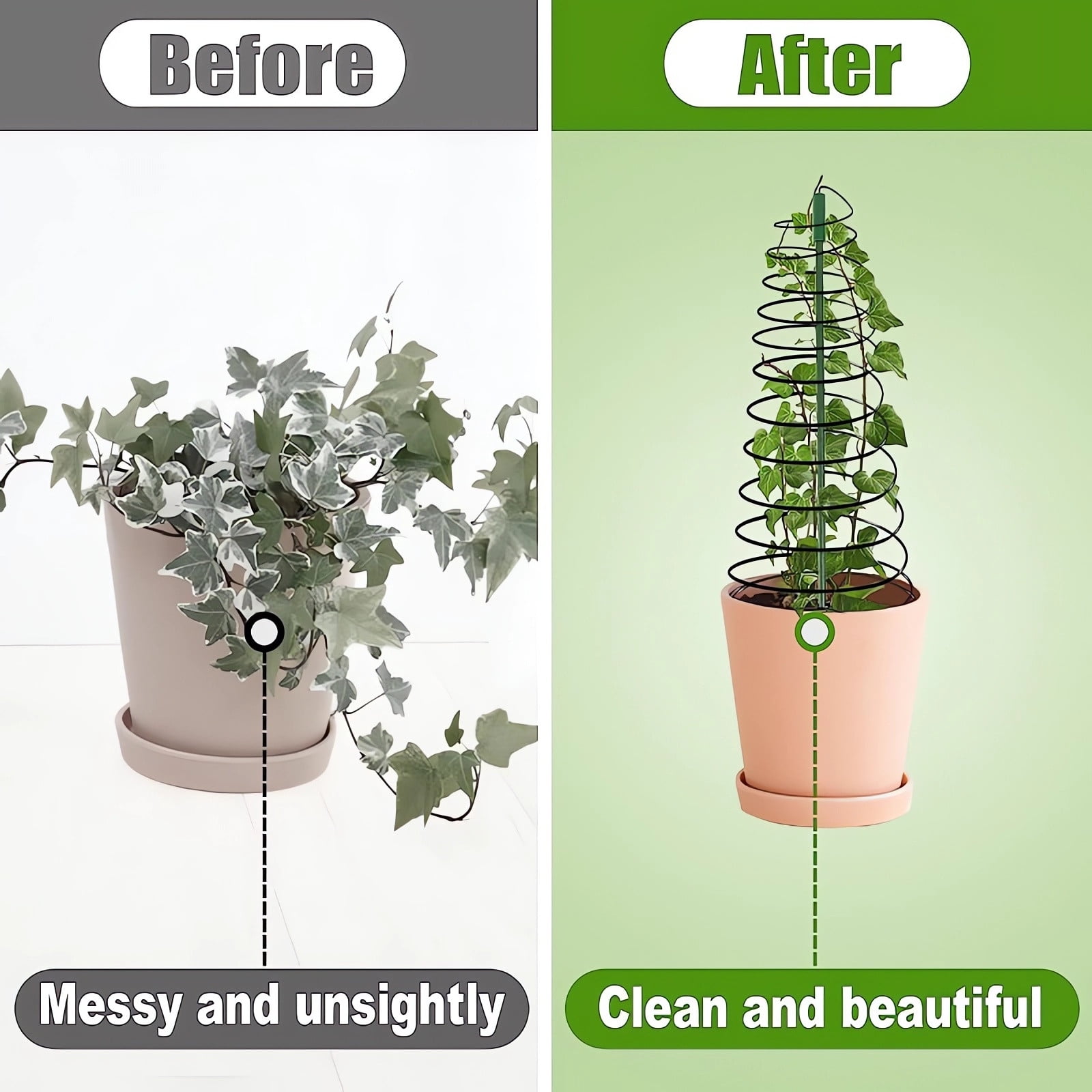 Iron Plant Stand with Support Posts - 53.6 Inch Tall Screw Style Climbing Cage for Potted Plants, Flowers, Vines - Rust-Proof Metal & Plastic Construction