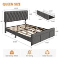 thumbnail image 3 of Gaderth Queen Bed Frame,Upholstered Platform Bed Frame With Storage Drawers,Mattress Foundation With Wooden Slats Support,No Box Spring Needed, 3 of 7