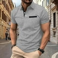 thumbnail image 2 of ohmzyzo Men's Waffle Polo Shirts Lapel Short Sleeve Casual Henley T Shirt Color Block Slim Fit Golf Shirts with Pocket, 2 of 6