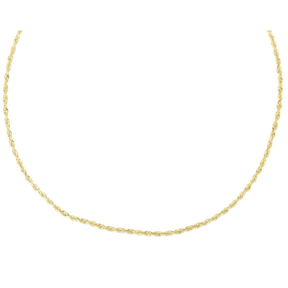 14K Yellow Gold 22in 1.5mm Diamond-Cut Rope Chain with Lobster Clasp
