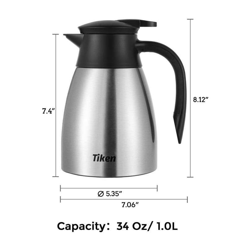 Coffee Carafes For Keeping Hot, 18/8 Stainless Steel Carafe For Hot  Liquids, Double Wall Vacuum Insulated Thermal Coffee Carafe, 34 OZ Coffee  Carafes For Coffee& Tea With Cup Brush (Silver)