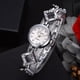 thumbnail image 3 of Reloj femenino con diamantes de imitación y esfera redonda de cuarzo con correa de aleación y pulsera (blanco plateado), 3 of 4