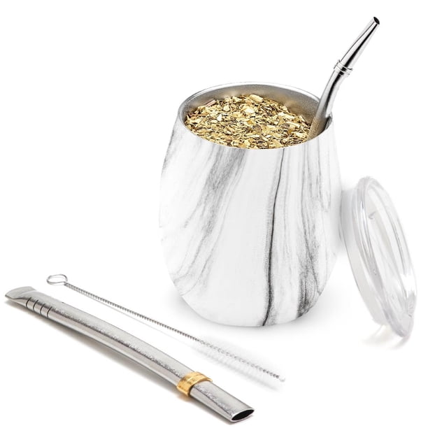 Kit de Mate con Bombilla BALIBETOV 240mL 5 piezas Mármol