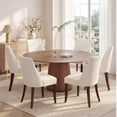 thumbnail image 5 of AFO Upholstered Dining Chair with Solid Wood Legs & Padded Seat, Wood Mid Century Side Chair for Kitchen Desk, Dining Room and Restaurant, Set of 2, Beige, 5 of 10