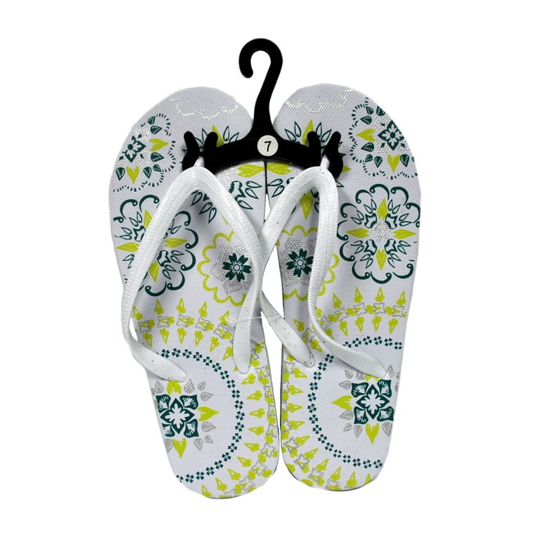 White flip flops sales with flowers