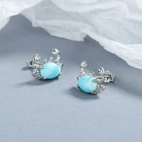 Sterling Silver Genuine Larimar Crab Earrings
