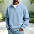 thumbnail image 2 of Annhoo Men Quarter Zip Sweatshirt Stand Collar Long Sleeve Comfy Loose Pullover Casual Vacation Going Out Tops, 2 of 9