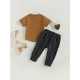 thumbnail image 5 of Yunliwuli Baby Boys Pants Set, Short Sleeve Crew Neck Letters Print T-shirt with Pants Summer Outfit, 5 of 10