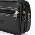 thumbnail image 4 of fankhu Men PU Leather Phone Bags Solid Color Waist Pack Zipper Fanny Pack (Black), 4 of 9