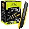 thumbnail image 1 of White Kaiman 12 Pack Utility Knife with Retractable Razor Blades - 18mm Blade Box Cutter, 1 of 7