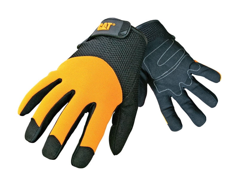 CAT Caterpillar Jersey Dotted Gloves Mens Black Heavy Duty Cotton Workwear 