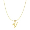 thumbnail image 2 of Floreo 10K Yellow Gold Cursive Letter Charm Pendant A-Z Personalized Script Alphabet Initial Name with optional 18 Inch Necklace, 2 of 5