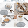 thumbnail image 2 of Manteles Individuales Redondos con 6 Piezas y Portavasos 6 Pieza Posavasos para Comedor Antideslizantes Xtellar gris, 2 of 4