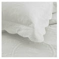 thumbnail image 3 of 3-Piece 100% Cotton Oversized Bedspread Lightweight Quilt Coverlet Embroidery Farmhouse Bedding Set ( Soft White, King (118"x106")), 3 of 8