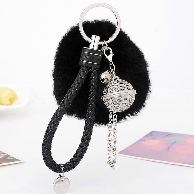 Elegant plush ball bag charm, key chain, cute handbag charm decoration (8cm) holiday creative gift