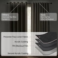 thumbnail image 3 of KoshiMe 100% Blackout Faux Linen Curtains, 52x96 Inches 2 Panels Set, Thermal Insulated Rod Pocket Privacy Curtain Panels for Living Room Bedroom, Black, 3 of 6