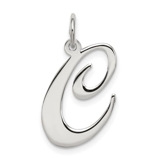 Bling Jewelry ABC Letter Cursive Script Initial Alphabet Pendant Necklace Pave Cubic Zirconia Sterling Silver