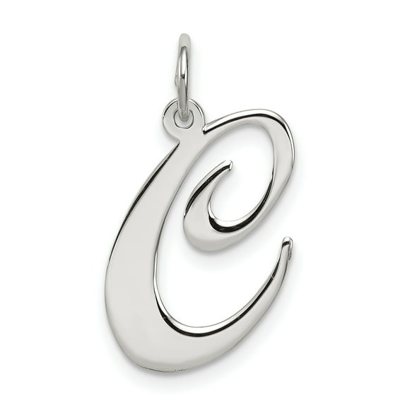 925 Sterling Silver Large Fancy Script Initial C Charm Pendant