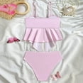 thumbnail image 3 of Hessimy Girls Two Piece Ribbed Bikini Set Adjustable Strap Bathing Suits Solid Swimwear,ribbed(Red,11-12 Years), 3 of 4