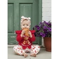 thumbnail image 6 of BemeyourBBs Newborn Baby Girl Boy My First Girl Valentines Day Outfits Ruffle Long Sleeve Crew Neck Bear Print Romper Pants and Headband Cute Spring Clothes, 6 of 9