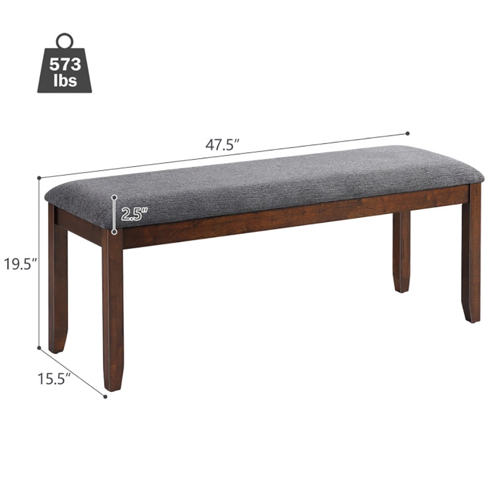 Finihen Upholstered Dining Bench, Entryway Bench, Upholstered Entryway Bench Footstool with Wood Legs Tufted, for Living Room, Bedroom, Entryway, Grey