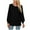 Black, variant on Annhoo Going out Tops for Women Fall Casual Pleated Crewneck Long Sleeve T-Shirts Ladies Basic Solid Color Blouses