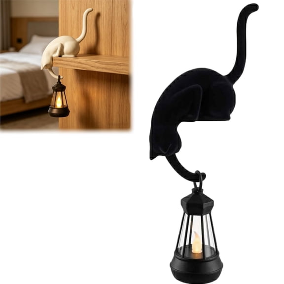 Cat Lantern Figurine for garden, 3D printed cat decor, LED cat night light, Home Daily Use
