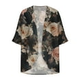 thumbnail image 5 of JURANMO Women's 2025 Cruise Wear Coverups Swimsuits Light Weight Chiffon Cardigans Floral Print 3/4 Sleeve Kimono Cardigan Cover Up Tops Blue S Today's Sales of The Day, 5 of 6