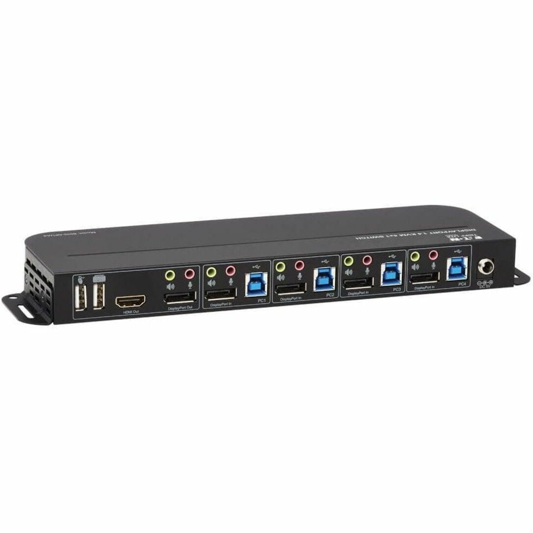 Tripp Lite by Eaton 4-Port DisplayPort/USB KVM Switch - 4K 60 Hz HDR HDCP 2.2 IR DP 1.4 USB Sharing - 4 Computer(s) - 1 Local User(s) - 4096 x 2160 - 8 x USB - 1 x HDMI - 5 x DisplayPort