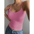 thumbnail image 4 of Women'S Minimalist Solid Color Backless Spaghetti Strap Camisole Summer Layering Basic Top Pink M, 4 of 8