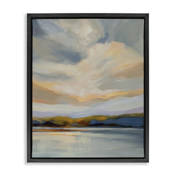 Stupell Industries Morning Glory Seascape Landscape Painting Black Floater Framed Art Print Wall Art, 17 x 21