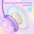 thumbnail image 4 of Auriculares Bluetooth iClever BTH22 para niños, 60 horas de reproducción, morado/verde, 4 of 6