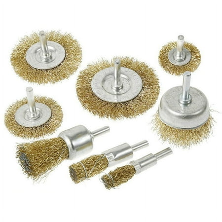

Big sale Wire Wheel Cup Brush Set Copper Plated Steel Grinding Polishing Brushes for Drill Attachment 8PCS
