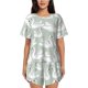 thumbnail image 1 of Fotbe White Birds Conjunto de Pijama Estampado para Mujer, 2 Piezas, Ropa de Dormir con Camiseta de Manga Corta y Shorts Suaves-Medium, 1 of 6