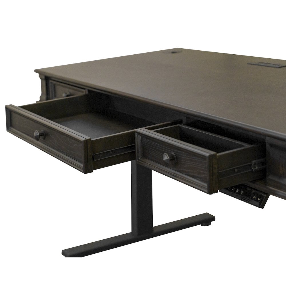Martin Furniture 60"W Wood Electronic Sit Stand Desk Office in Dark Brown